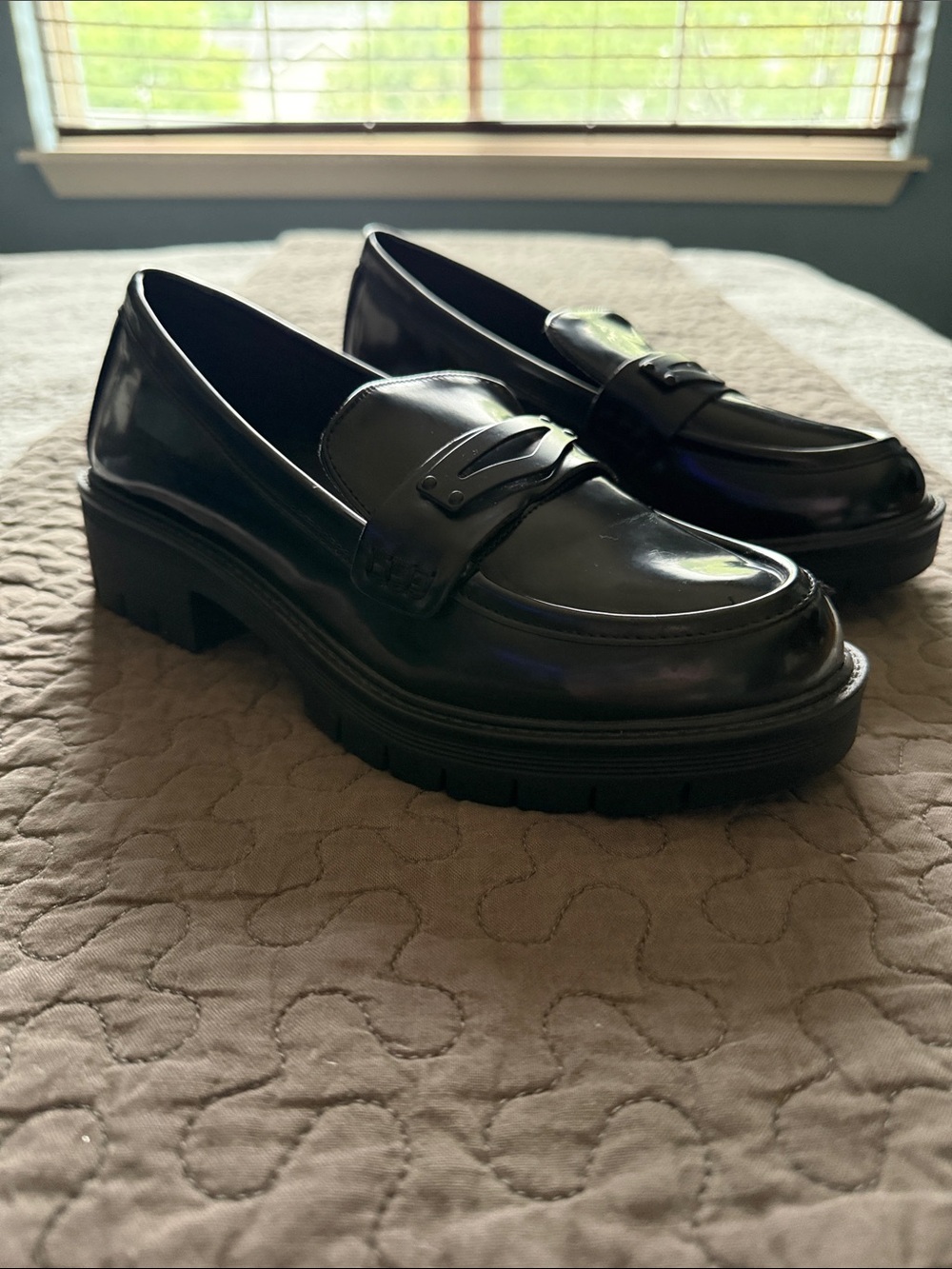 NWOT MIA Black Chunky Platform Penny Loafers